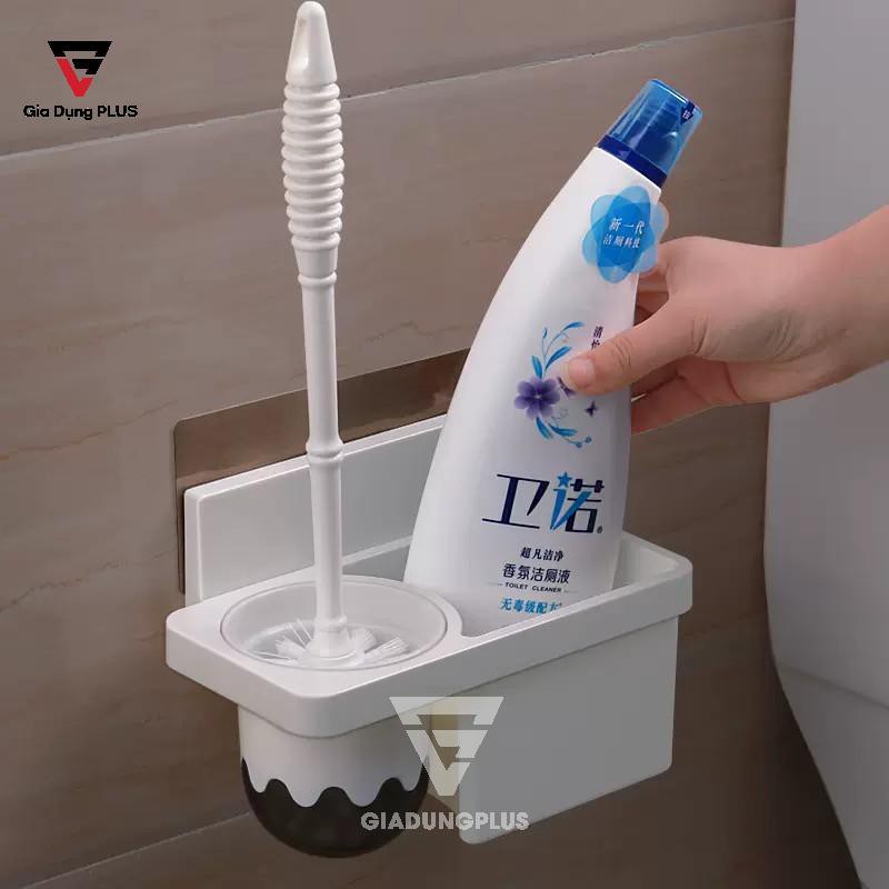 Bộ Chổi Bồn Cầu &amp; Kệ Đựng Dán Tường Đa Năng Cho Toilet Tiện Ích