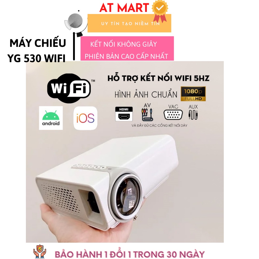 Máy Chiếu  YG530 Kết Nối Không Dây Qua Wifi Có Cổng Cắm HDMI+VGA Nhập Khẩu Chính Hãng 5.0