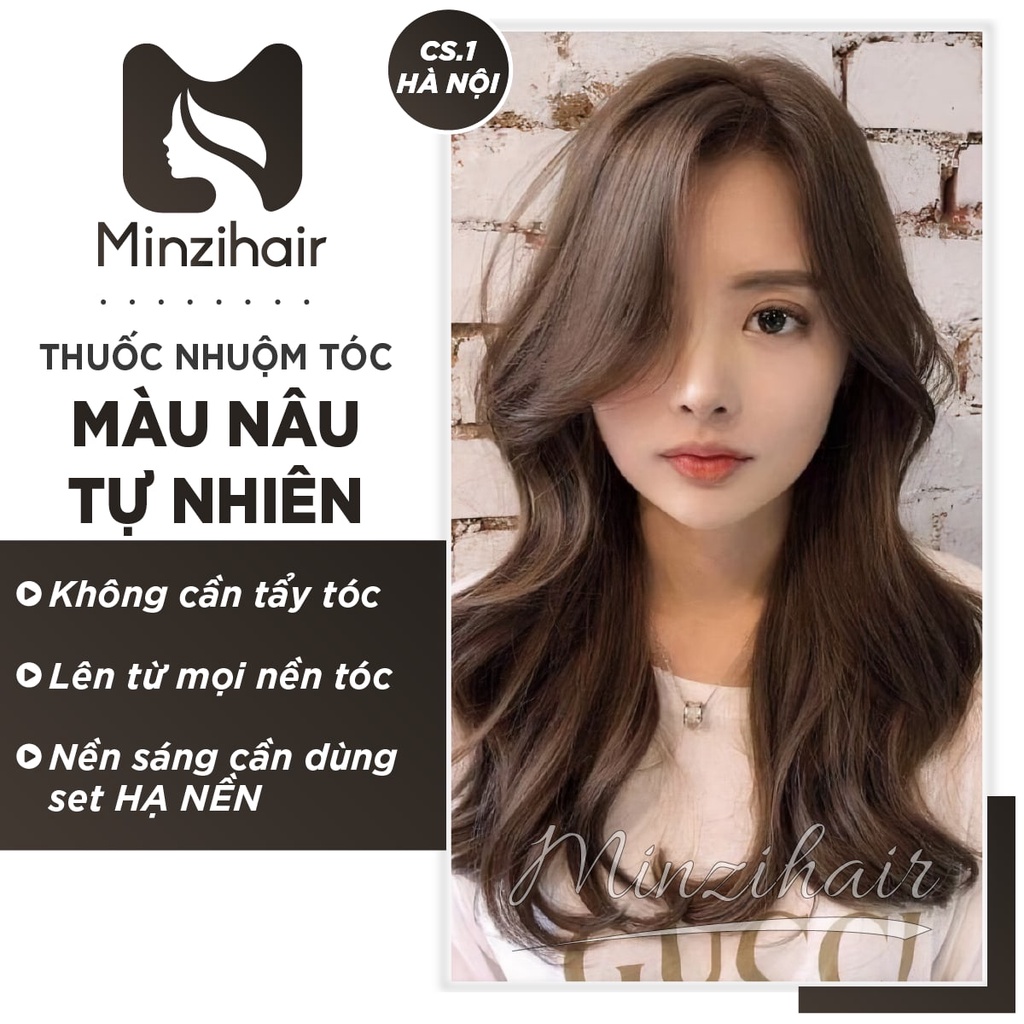 Thuốc Nhuộm Tóc Màu Nâu Tự Nhiên, tone màu da, nhuộm trực tiếp | MINZIHAIR HN