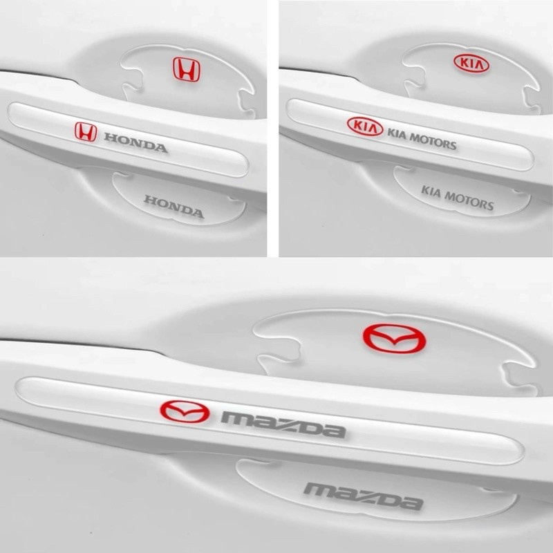 Bộ 8 miếng dán hõm cửa và cánh cửa xe hơi chống xước, chống vâ đập có logo theo hãng xe
