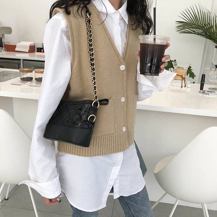 Túi đeo chéo mini dây xích Lingge túi đeo vai nữ hai dây đeo vai túi hobo