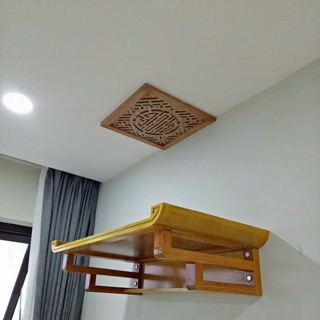 Bàn thờ treo tường 81x48 gỗ sồi nga + chống ám khói trần nhà