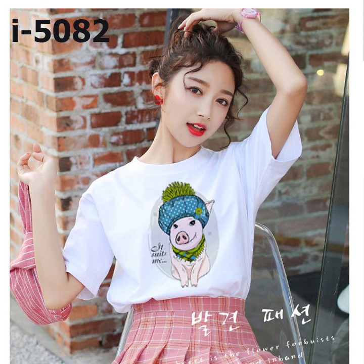 Áo Thun Unisex Nữ In Hình Con Heo ATN5082