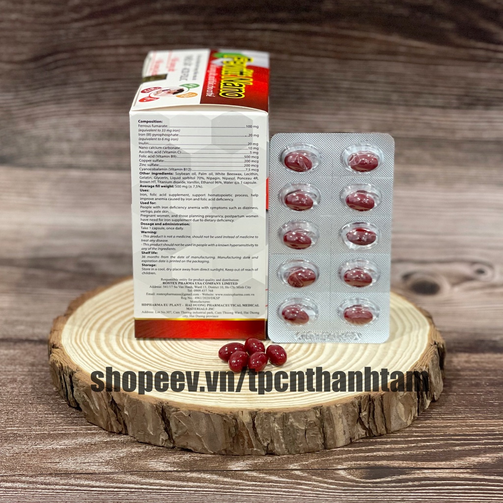 Viên uống bổ sung sắt FEVITT NANO bổ máu, cải thiện tình trạng thiếu máu - Hộp 100 viên