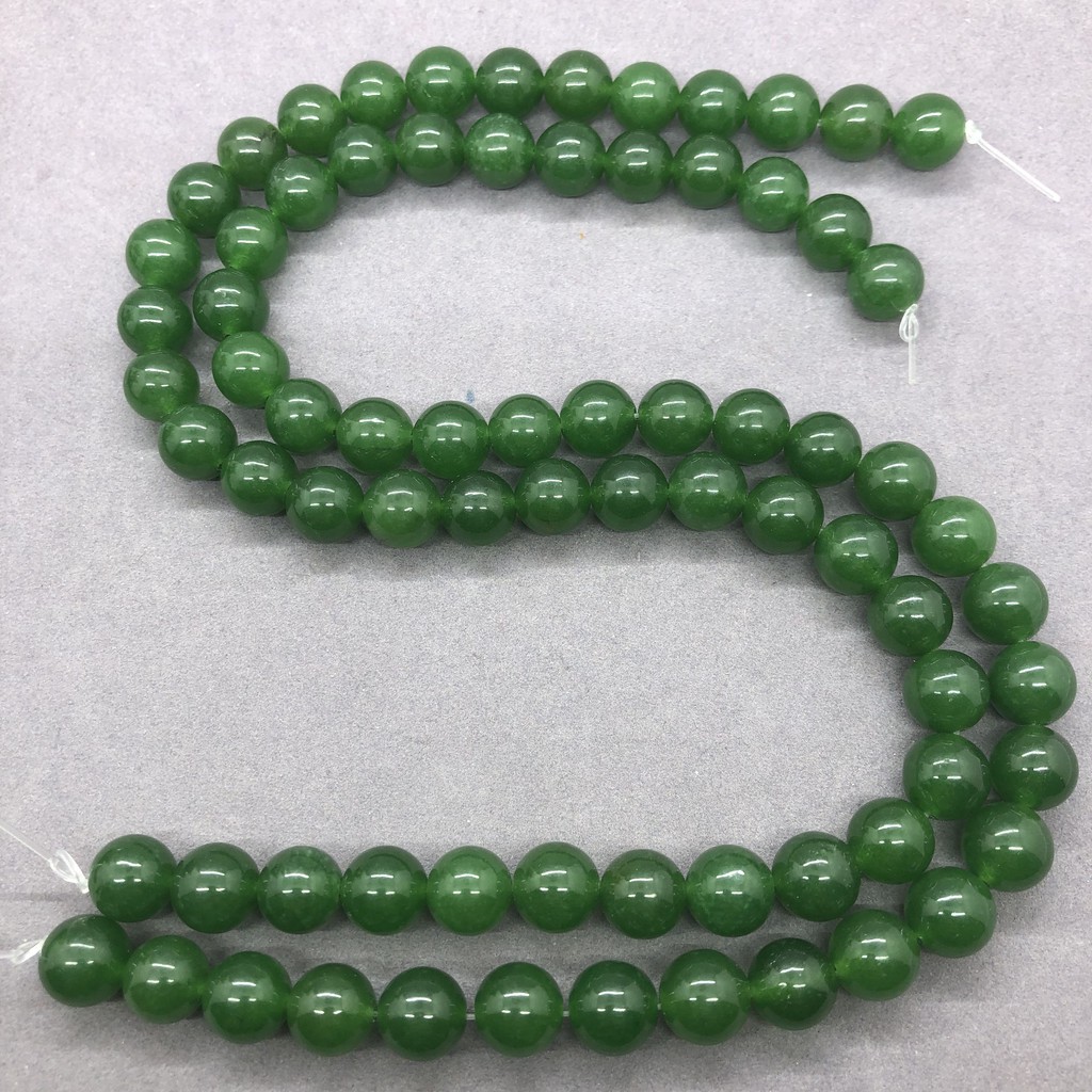 Chuỗi Hạt Đá Chalcedony Màu Xanh Lá Cây Đậm, Kích Cỡ 4-14mm