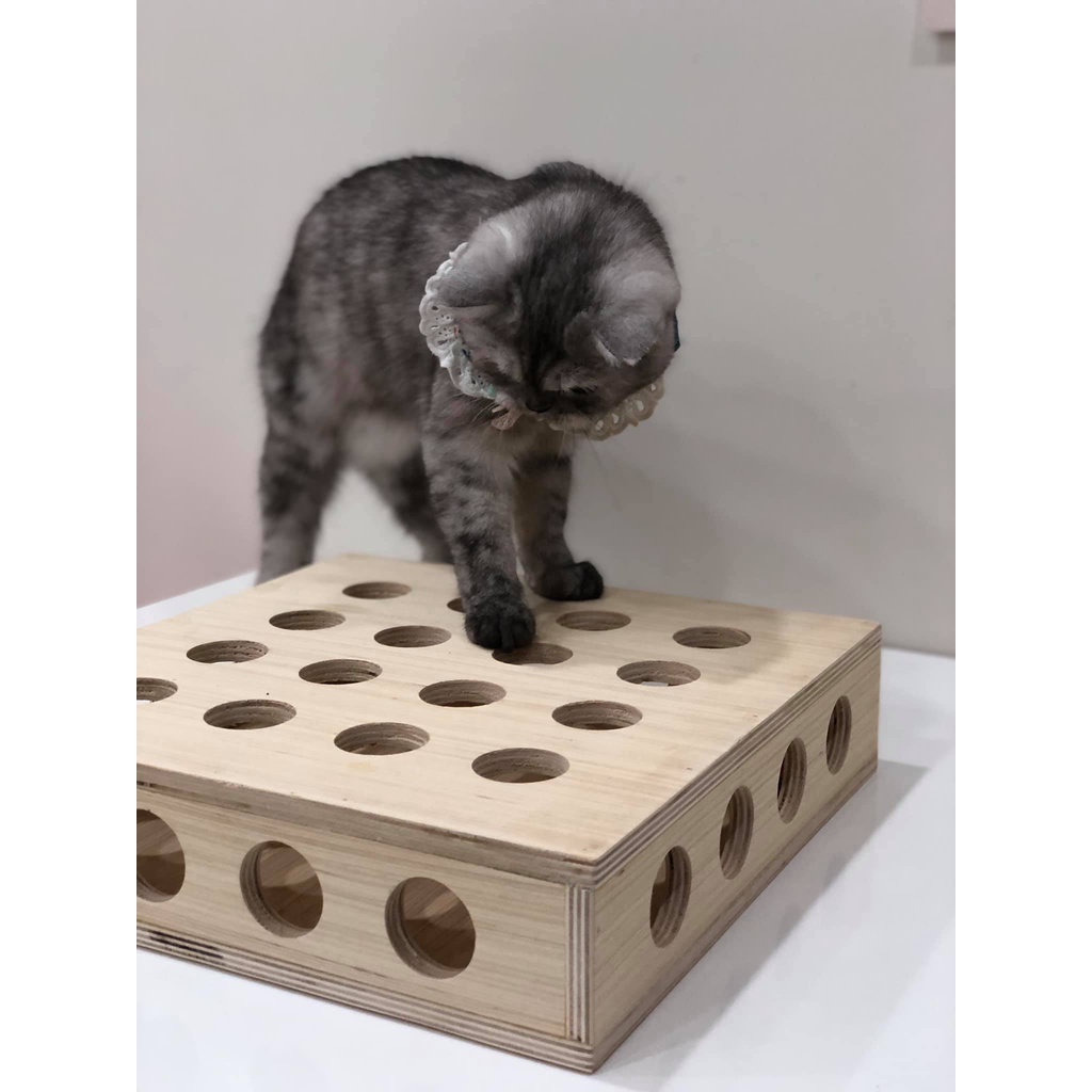 Hộp đồ chơi tìm bóng cho mèo bằng gỗ plywood chất lượng cao Mirae Home MHCTPL01