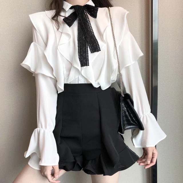 Lịch Sử Giá Áo Sơ Mi Bèo Nhún Điệu Đà Kèm Nơ Ren Sm01 Ảnh Cuối Là Ảnh Thật  Cập Nhật 8/2023 - Beecost