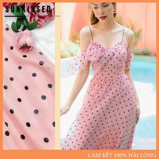 Đầm nữ 🛒 váy đầm nữ maxi dáng dài đi biển đẹp, 2 dây trễ vai chấm bi dễ thương sk18 sunkissed