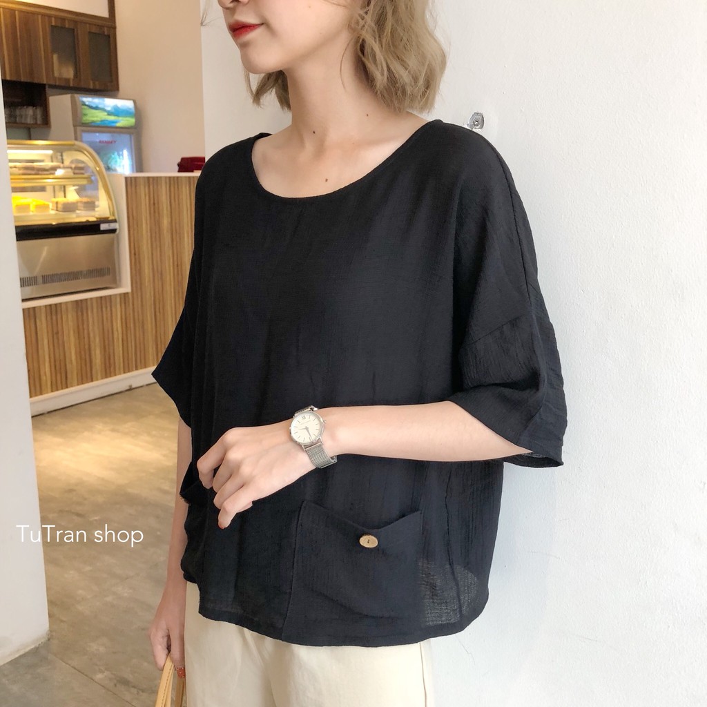 SOMI CỘC TAY CỔ TRÒN 2 TÚI CÓ CÚC