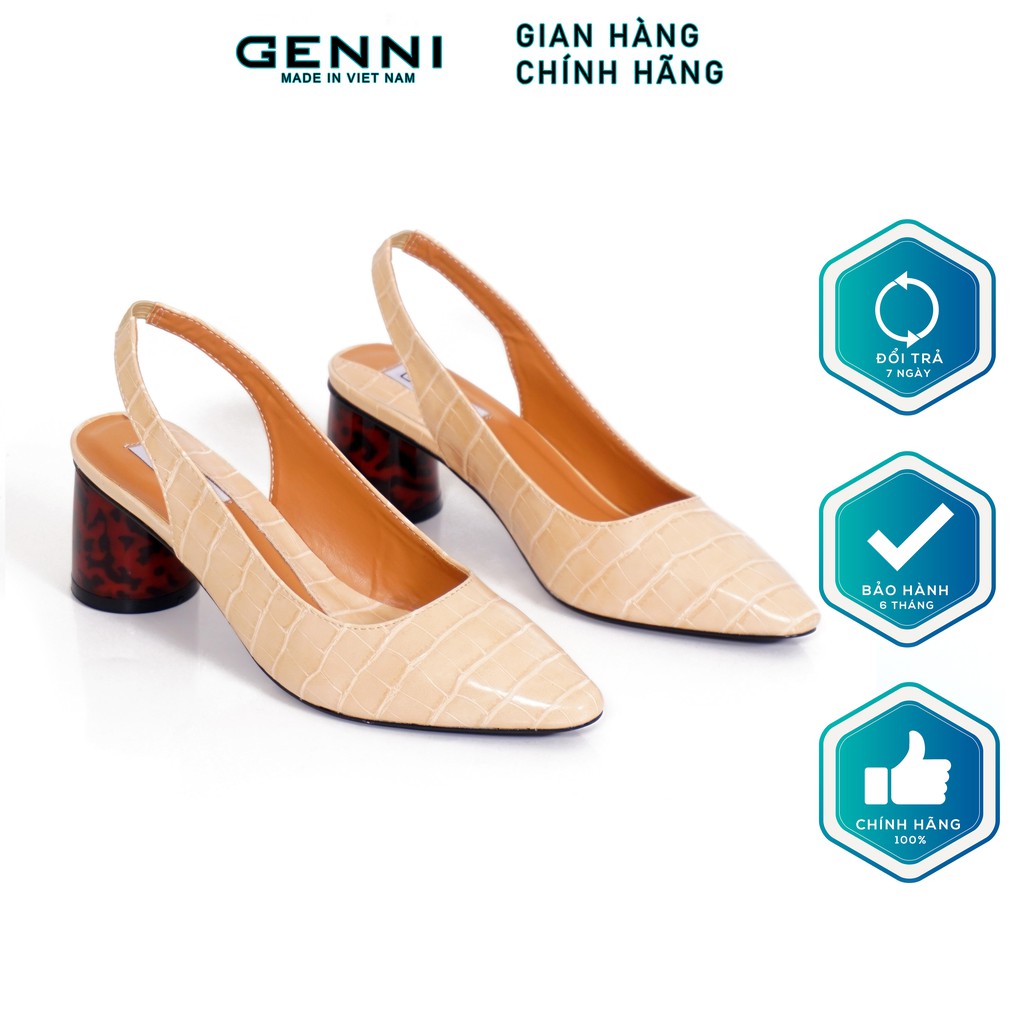 [Mã WABRWS giảm 15% đơn 150K] Giày slingback da cá sấu 5P GE447 - Genni