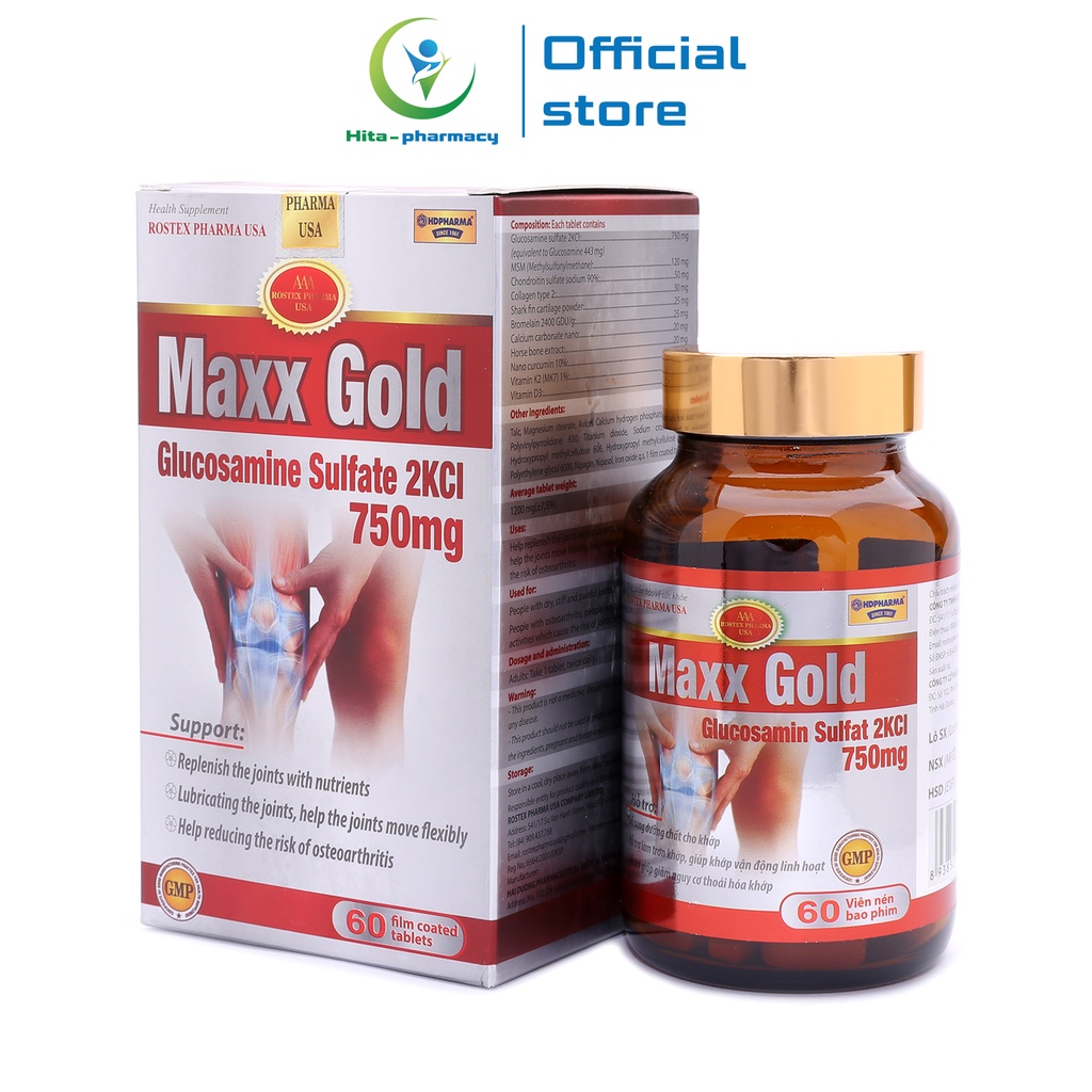 Viên Xương Khớp Maxx Gold HDPHARMA giảm đau nhức xương khớp - 60 viên [Maxx Gold Đỏ]