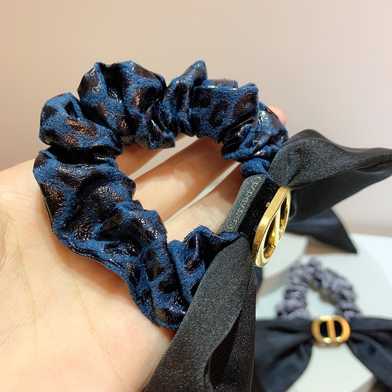 Dây cột tóc da PU thắt nơ họa tiết da báo phong cách cổ điển thời trang