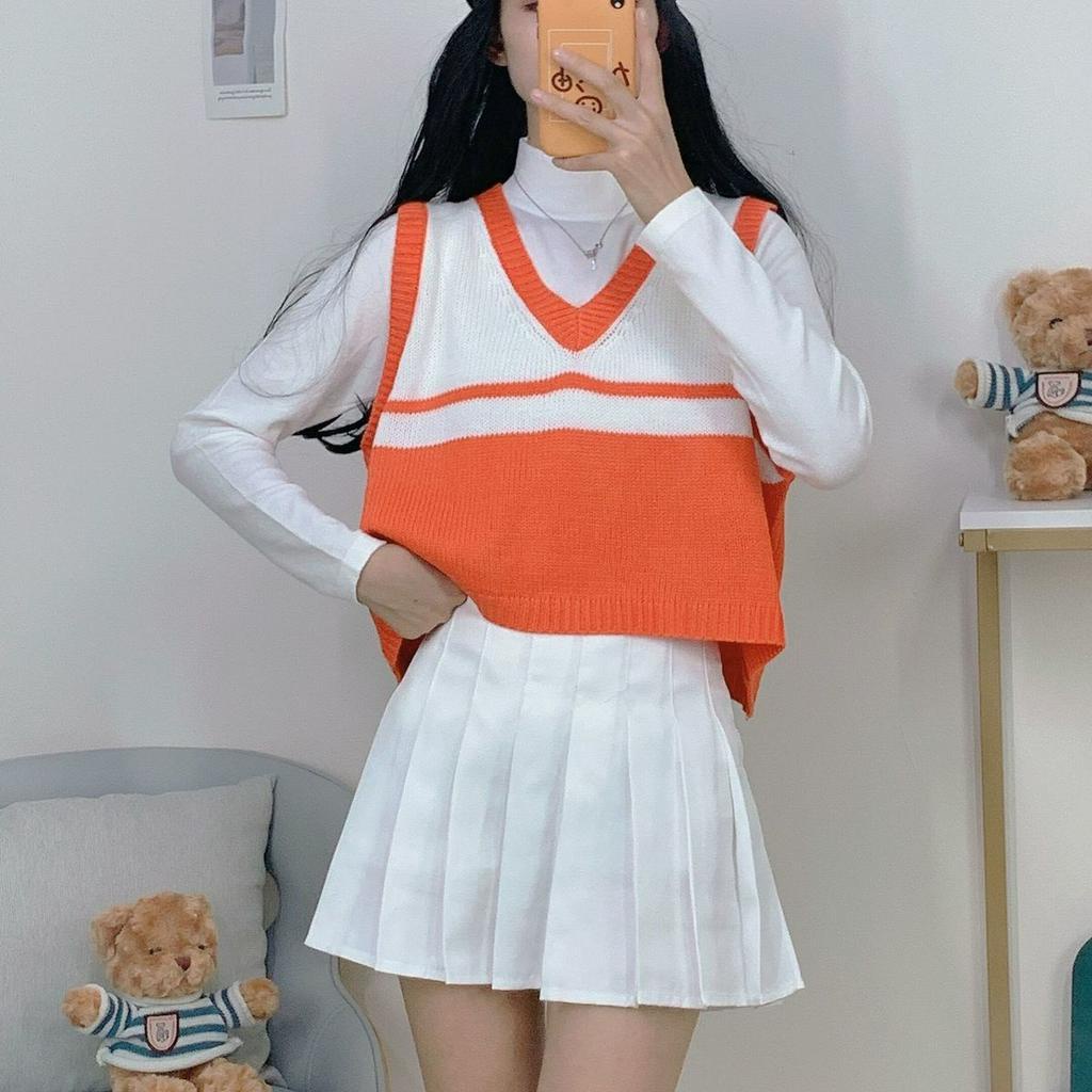Áo Sweater sát nách dệt kim khoác ngoài cổ chữ V thời trang mới cho nữ
