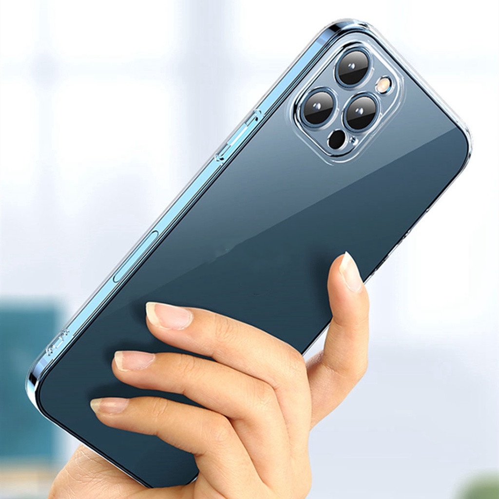 Ốp Điện Thoại Silicon Trong Suốt Chống Sốc Mặt Kính Cường Lực Dành Cho Iphone 11 12 Pro Max X Xs Max Xr 12