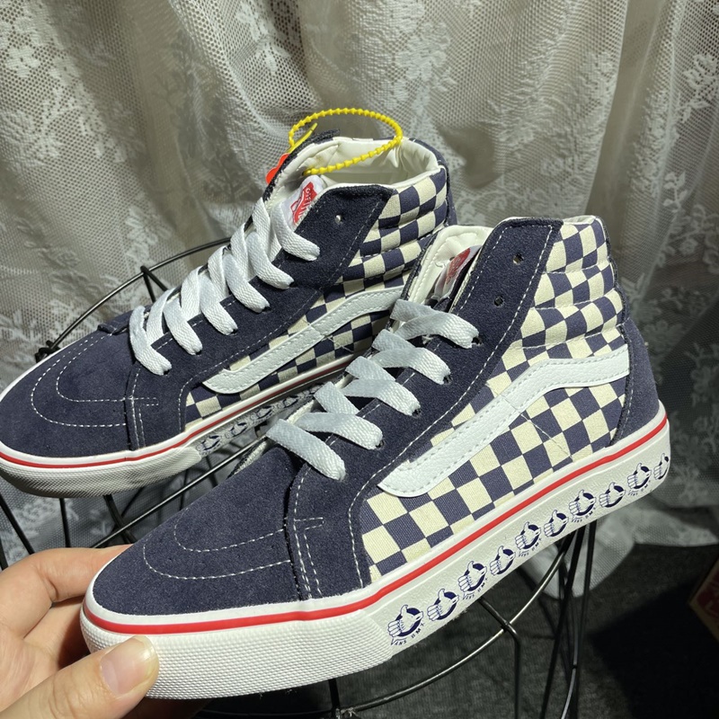 Giày Thể Thao Vans Cổ Cao Phối Màu Xanh Lá Đỏ Đen Trắng Cá Tính Cho Nam Và Nữ