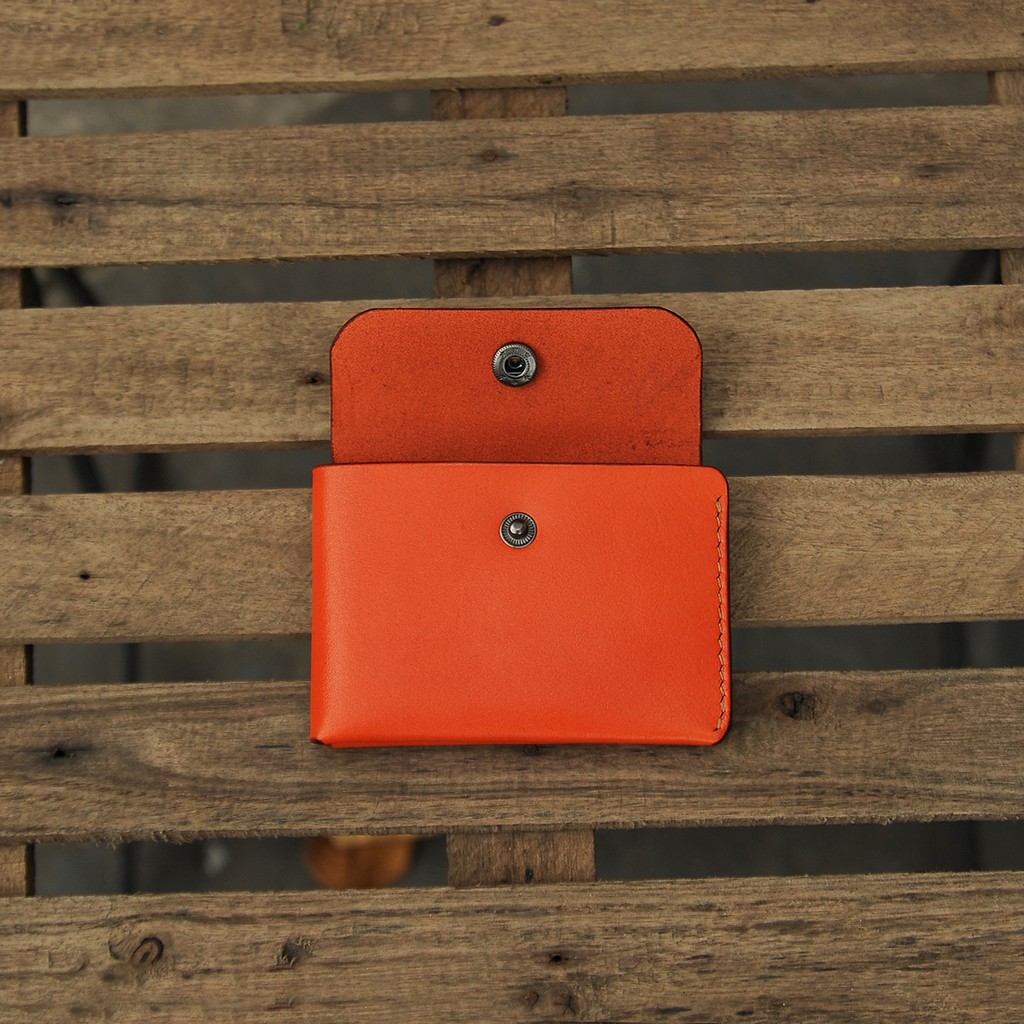 Ví da nữ cao cấp-Thiết kế đơn giản, đựng được tiền mặt và các loại thẻ -Da bò nhập khẩu- Màu cam