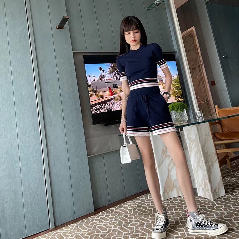 Bán Chạy!F &amp; X Bộ Đồ Thể Thao Hai Mảnh Áo Dệt Kim Ngắn Tay Phong Cách Thời Trang Mùa Hè 2022 Cho Nữ