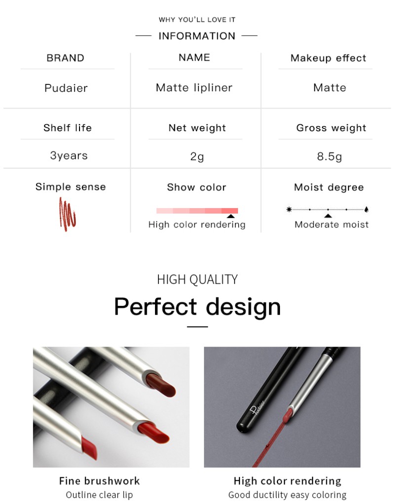 (Hàng Mới Về) Chì Kẻ Viền Môi Pudaier Chống Thấm Nước Và Lâu Trôi Cao Cấp | BigBuy360 - bigbuy360.vn