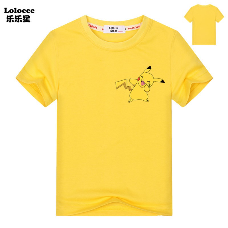 Áo Thun Tay Ngắn In Hình Pikachu Dễ Thương Cho Bé