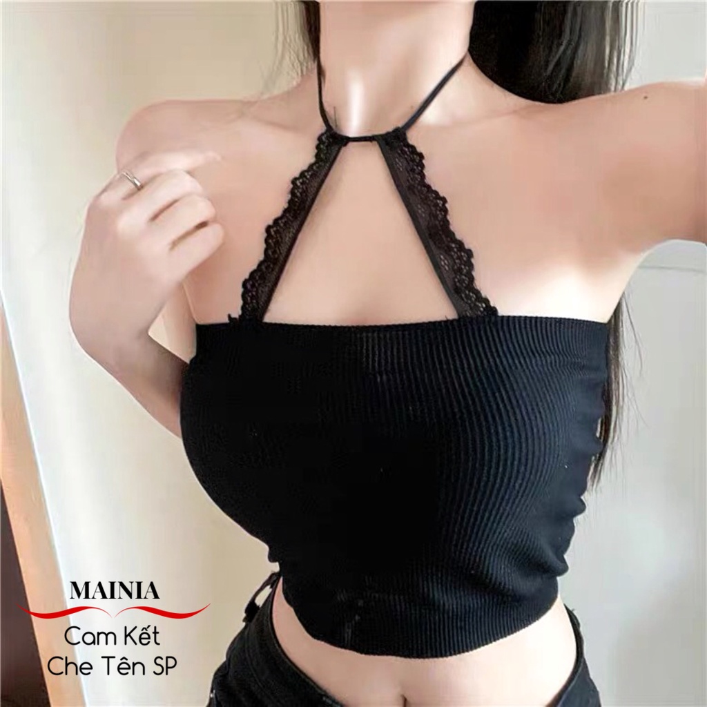 [Bao Đẹp Dày Dặn] Áo Bra Quây Cotton Gân Tăm Siêu Xinh Cột Dây Cổ Áo Croptop Thời Trang Mainia Shop