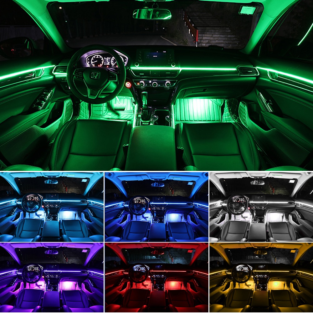 Dải Đèn LED RGB 64 Màu Bằng Sợi Acrylic Trang Trí Nội Thất Xe Hơi DIY