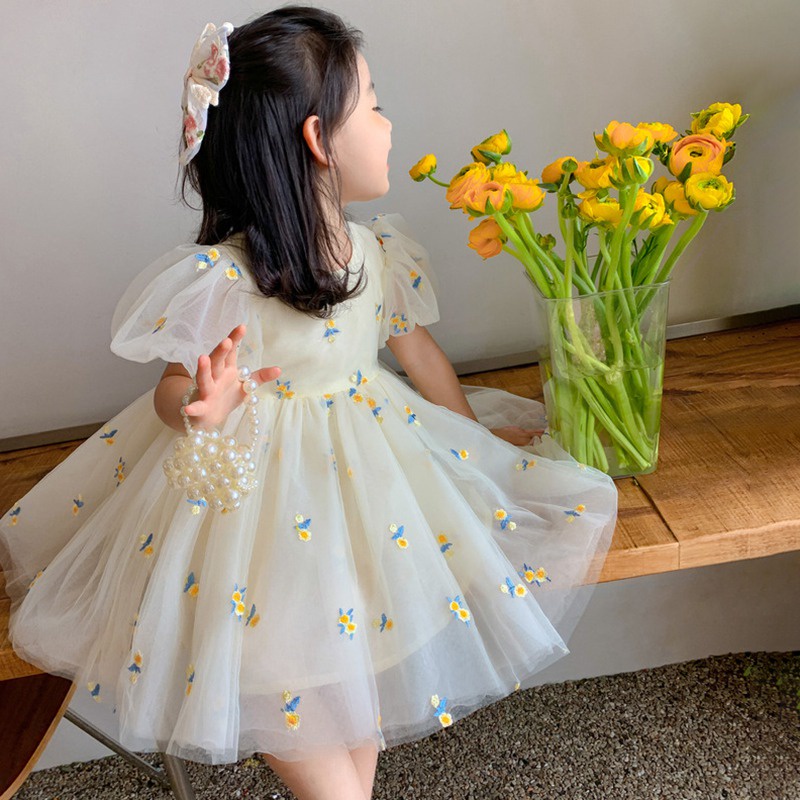 Đầm Công Chúa Phối Lưới Họa Tiết Hoa Phong Cách Phương Tây Thời Trang Mùa Hè Cho Bé Gái