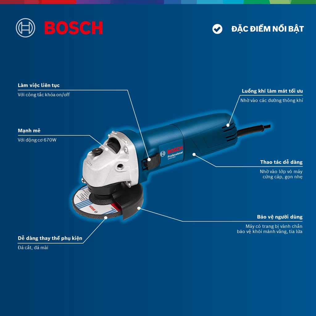 Combo Máy mài góc Bosch GWS 060 và Đĩa cắt kim cương Turbo 105x16mm ceramic (Chuyên dùng để cắt gạch cứng)