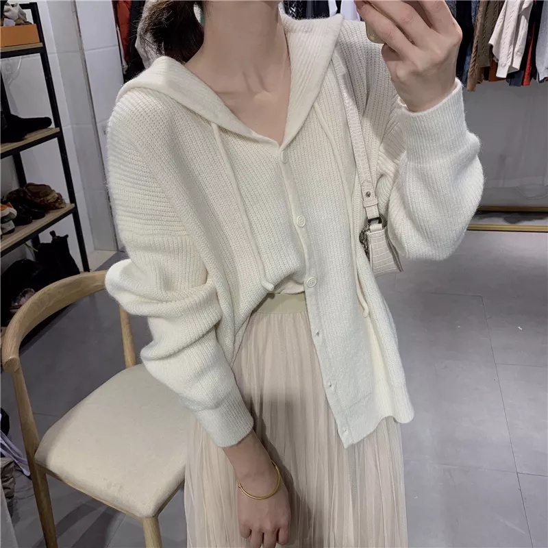 SUXI Mới Áo Khoác Cardigan Dệt Kim Màu Trơn Dáng Rộng Phong Cách Hàn Quốc Thời Trang Mùa Thu Cho Nữ