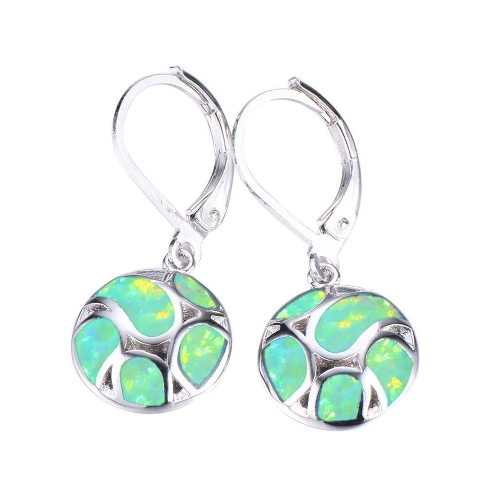 ORIENTLII Bông Tai Tròn Dài Đính Đá Opal Lửa Nhân Tạo Cho Nữ