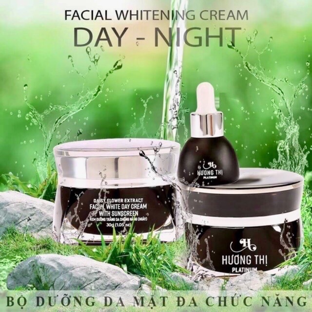 Bộ Kem cao cấp dưỡng trắng da chống nắng (ngày) + kem dưỡng trắng da đa chức năng (đêm) + serum tại tạo phục hồi da