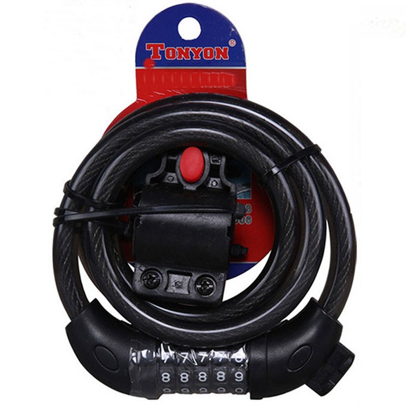 Ổ khóa chống trộm khóa dây xe đạp, xe máy 5 số đổi mã cao cấp, có đế gắn cọc yên xe đạp dài 1m2 lõi thép 12mm siêu chắc