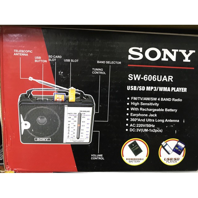 Radio đọc thẻ usb sd SONY SW-606UAR