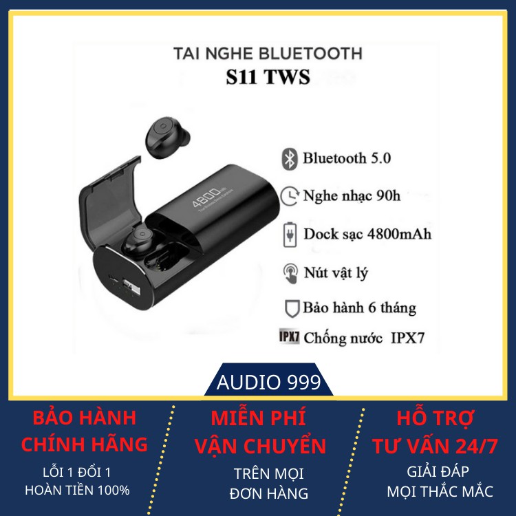 TAI NGHE BLUETOOTH S11 TWS KIÊM SẠC DỰ PHÒNG 4800MAH BẢO HÀNH 12 THÁNG