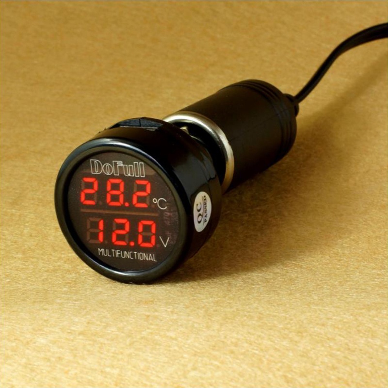 Vôn Kế Kỹ Thuật Số 12 24V Có Đèn LED Cho Xe Hơi / Xe Máy / Tàu