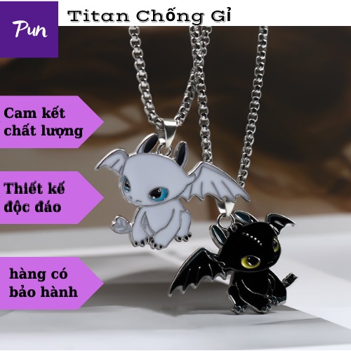Vòng Cổ Đôi Uyên Ương Cao Cấp Titan Không Gỉ PUN Dây Chuyền Cặp Phong Cách Hàn Quốc Hot- VC Night Fury