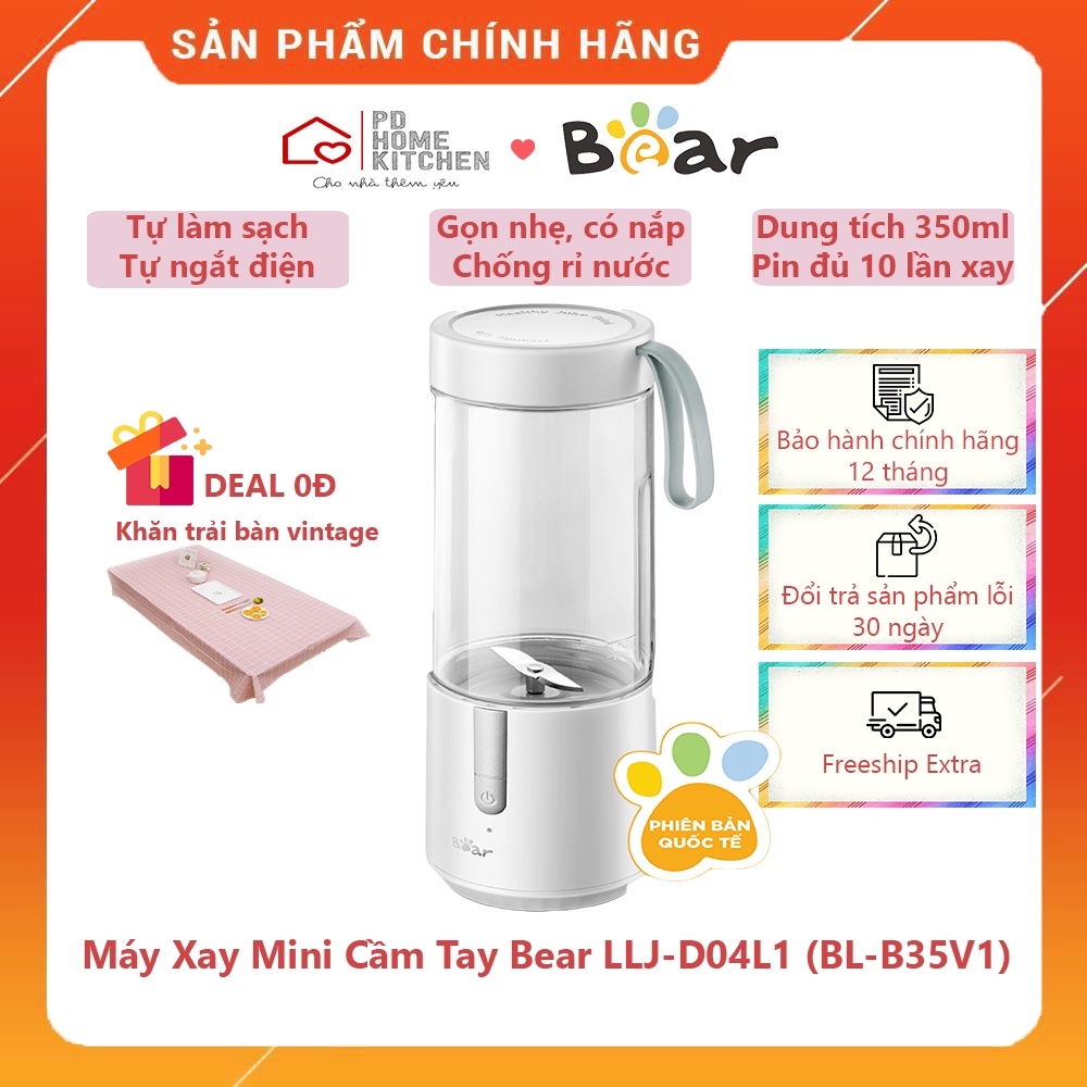 [BH CHÍNH HÃNG 12T] Máy Cốc Xay Mini Cầm Tay BEAR, healthy, xay sinh tố, dùng pin sạc tiện lợi, chống nước, tự làm sạch