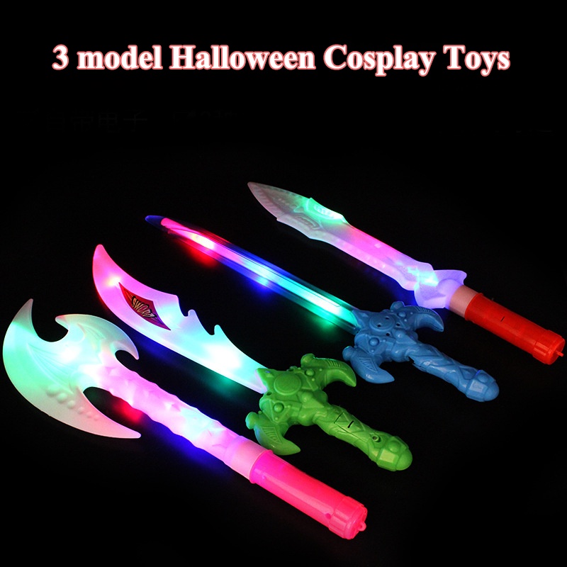 Set 3 Dao Kiếm Nhựa Có Đèn LED Hóa Trang Halloween Cho Bé