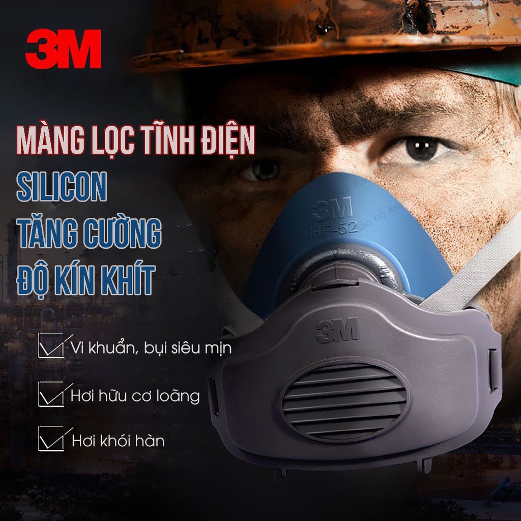 Mặt nạ phòng độc 3M HF52 - Bộ mặt nạ chống bụi khói/hơi khí hàn (3MHF52 - 3M 3744k - 3M 3700)