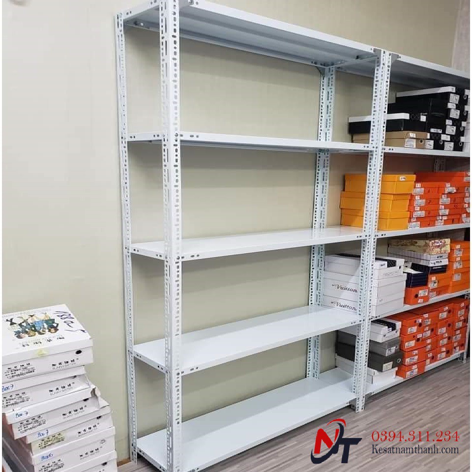 Kệ sắt v lỗ 5 tầng cao 2m x dài 1m2 x rộng 30