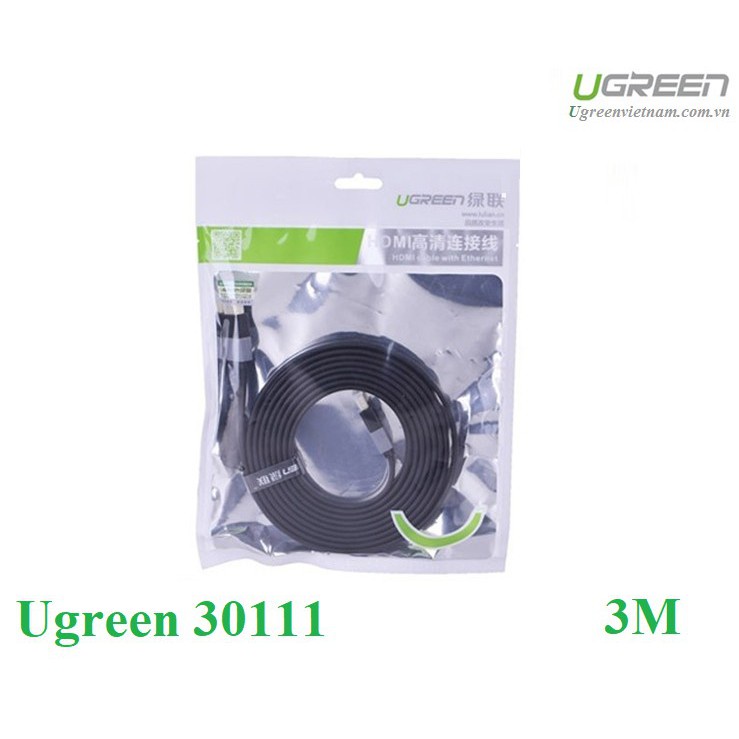 Cáp HDMI mỏng dẹt dài 3m hỗ trợ 3D 4K Chính hãng Ugreen 30111 cao cấp