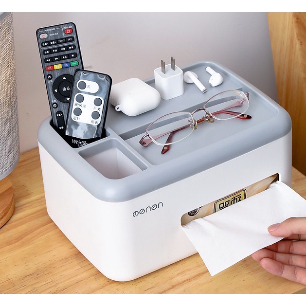 Hộp đựng giấy ăn, Hộp Khăn Giấy Để Bàn OENON Chất Liệu Nhựa ABS Cao Cấp Có Khe Đựng Đồ Đa Năng