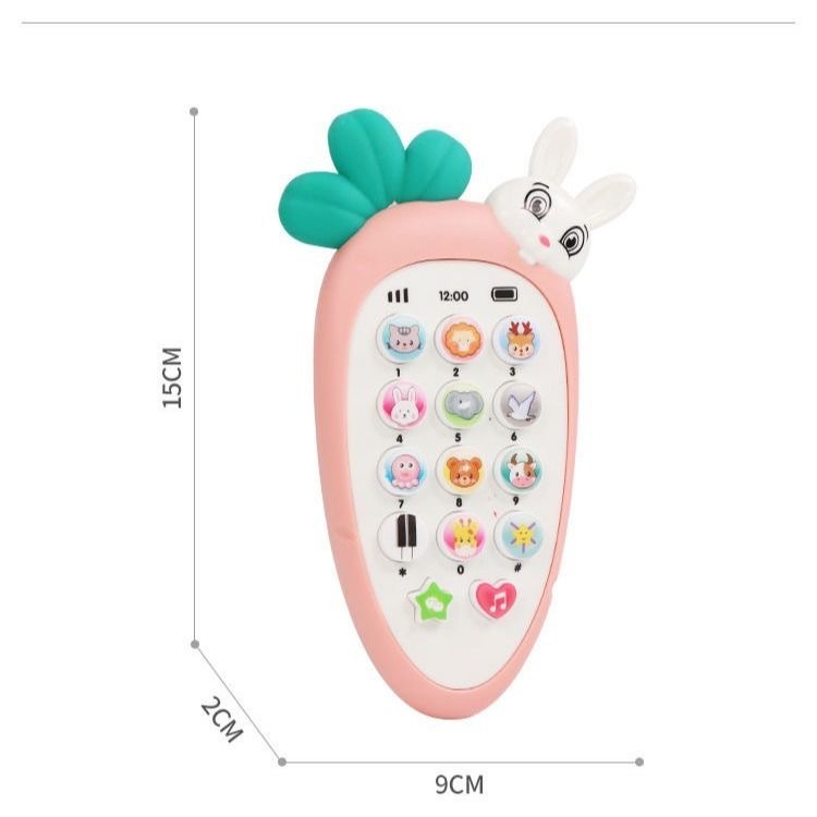 ( Mẫu mới - Kèm Pin AAA) -Mô hình Điện thoại đồ chơi cho bé, có nhạc và đèn( kèm vỏ silicon + dây đeo + 3 pin AAA)