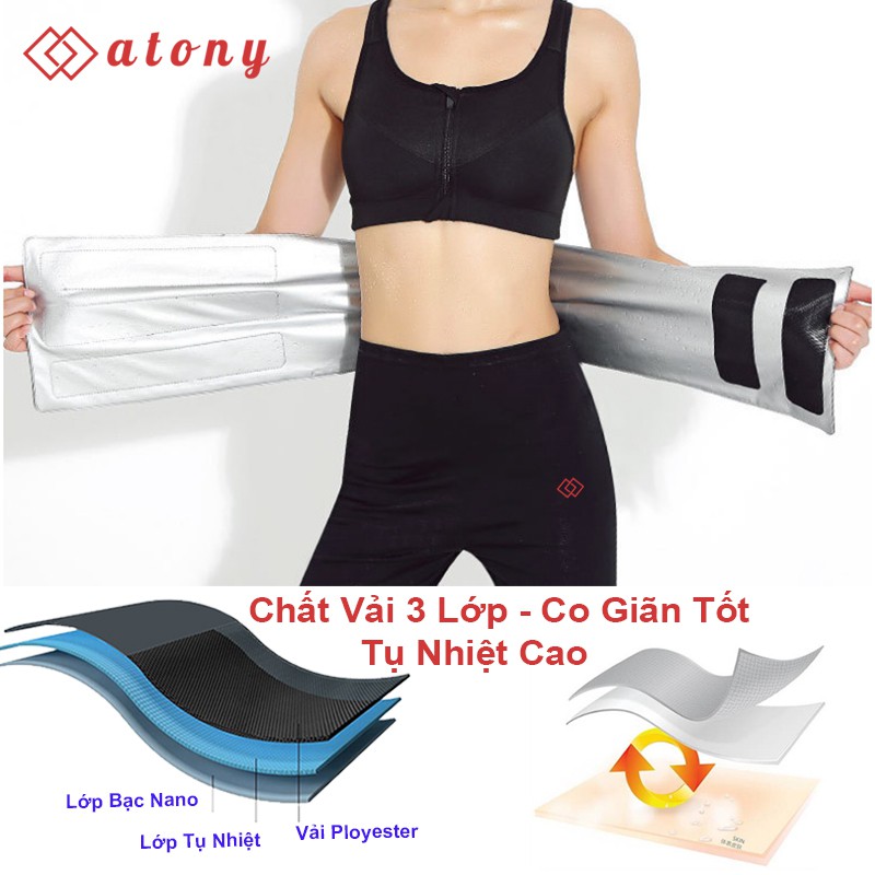 Đai Quấn Nóng Giảm Mỡ Bụng ATONY, Tráng Nano Bạc Nhật Bản Tăng Tiết Mồ Hôi, Sinh Nhiệt, Nịt Bụng Đốt Mỡ, Giảm Eo