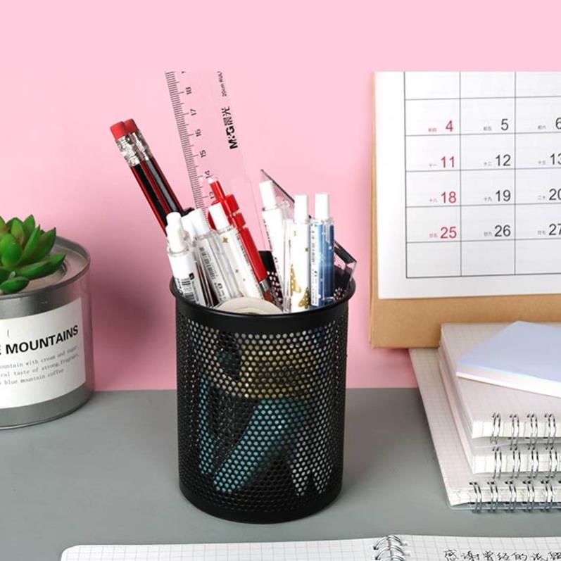 Giỏ Đựng Bút Lưới Sắt Văn Phòng Để Bàn - Ống Đựng Bút Kim Loại VUÔNG Văn Phòng Phẩm