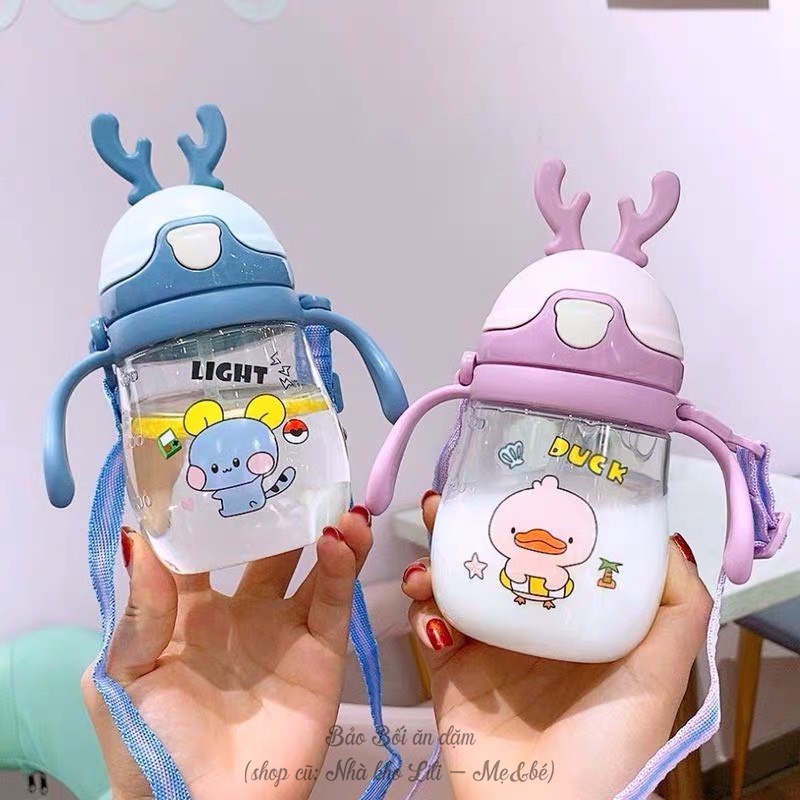 Bình tập uống nước chống sặc hình con hưu đáng yêu cho bé dung tích 300ml