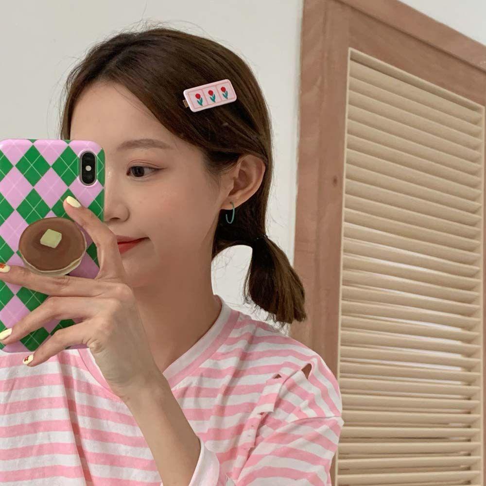 TWINKLE Kẹp Tóc Hình Hoa Tulip / Dâu Tây / Hoa Tulip Bằng Acrylic Kiểu Hàn Quốc