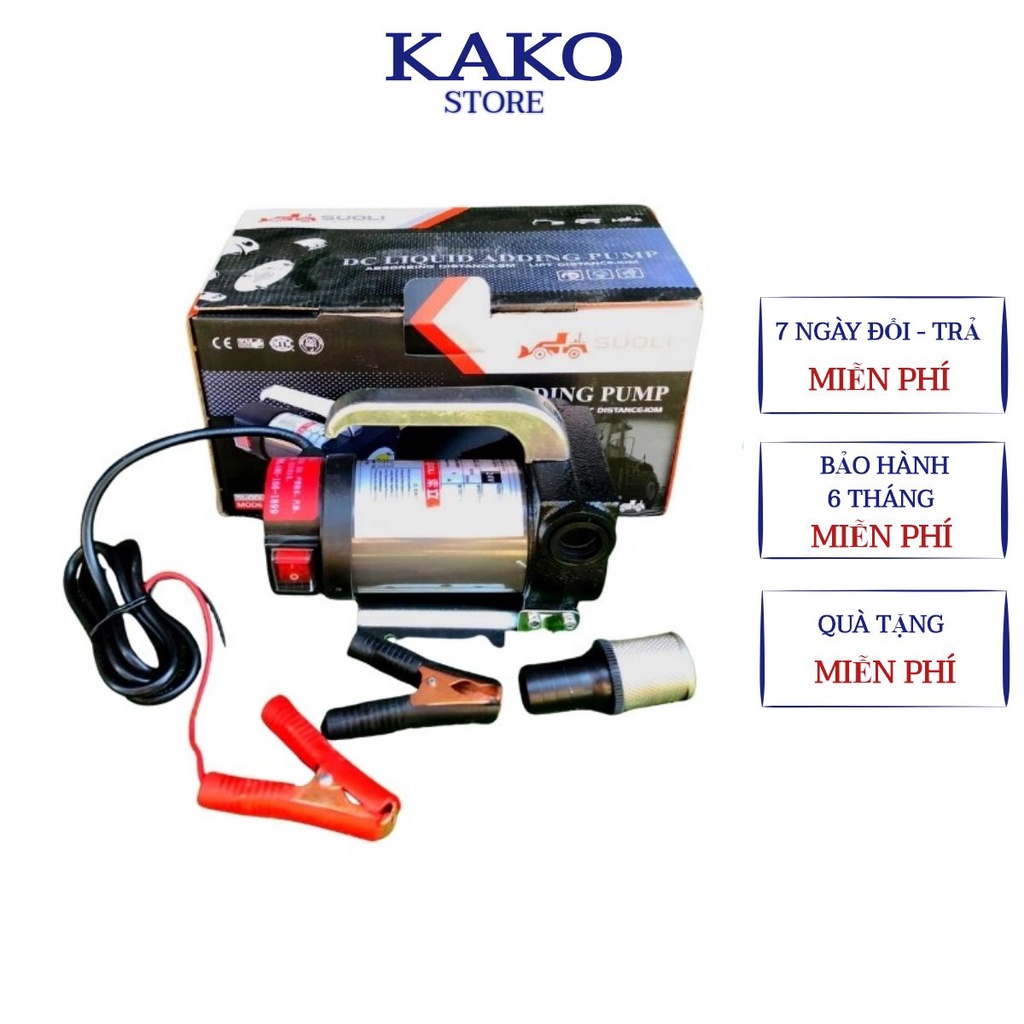 Bơm dầu 12v KAKO, máy bơm mini diezel nhớt thủy lực motor lõi đồng lưu lượng 40 lít / phút