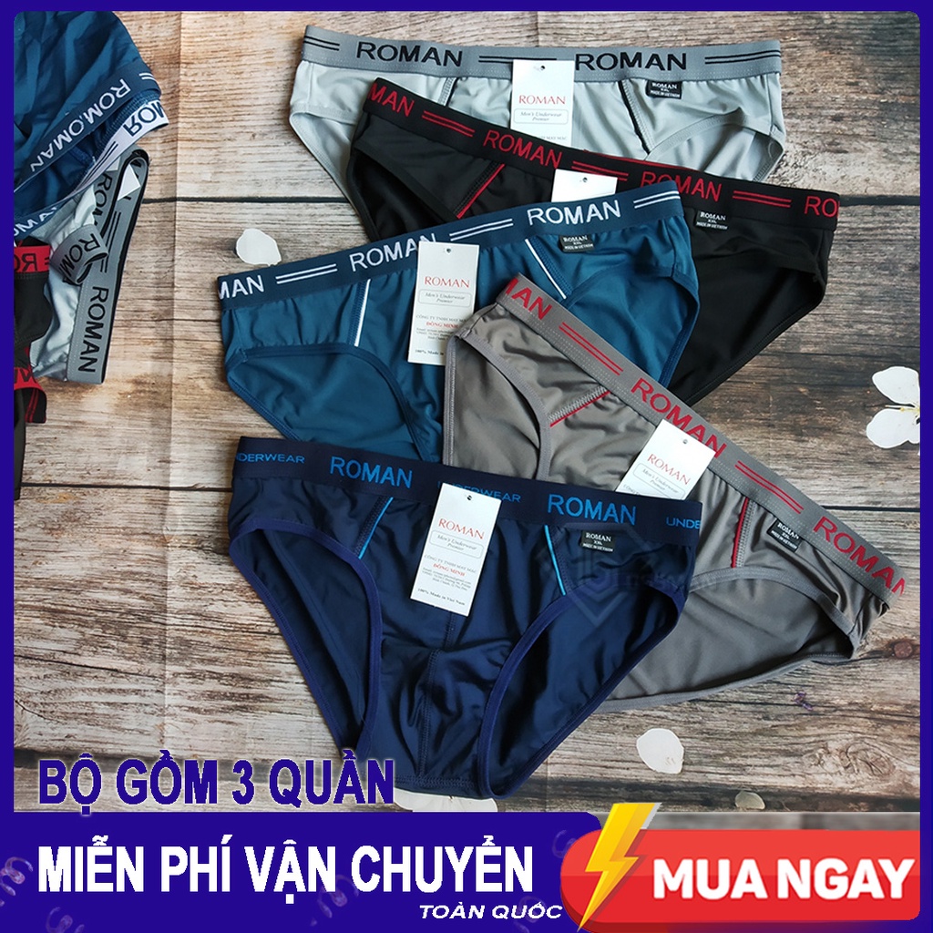 COMBO 3 Quần LÓT Nam - Nhiều Màu - Thun Lạnh Cao cấp ROMAN
