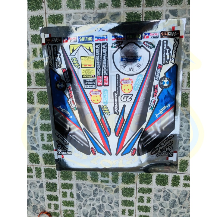 ( Quí khách vui lòng mang ra tiệm cho thợ dán ) Tem raider fi hp4 chất liệu Crom