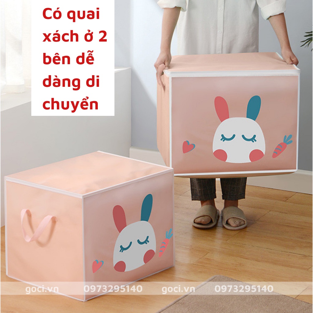 Hộp vải đựng quần áo chăn mền đa năng 72l có quai xách chống thấm nước nắp khóa kéo dung tích